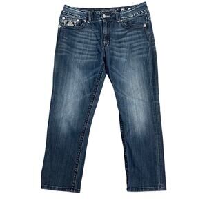 Miss Me heavily sequins embellished boyfriend mid rise capri jeans size 30